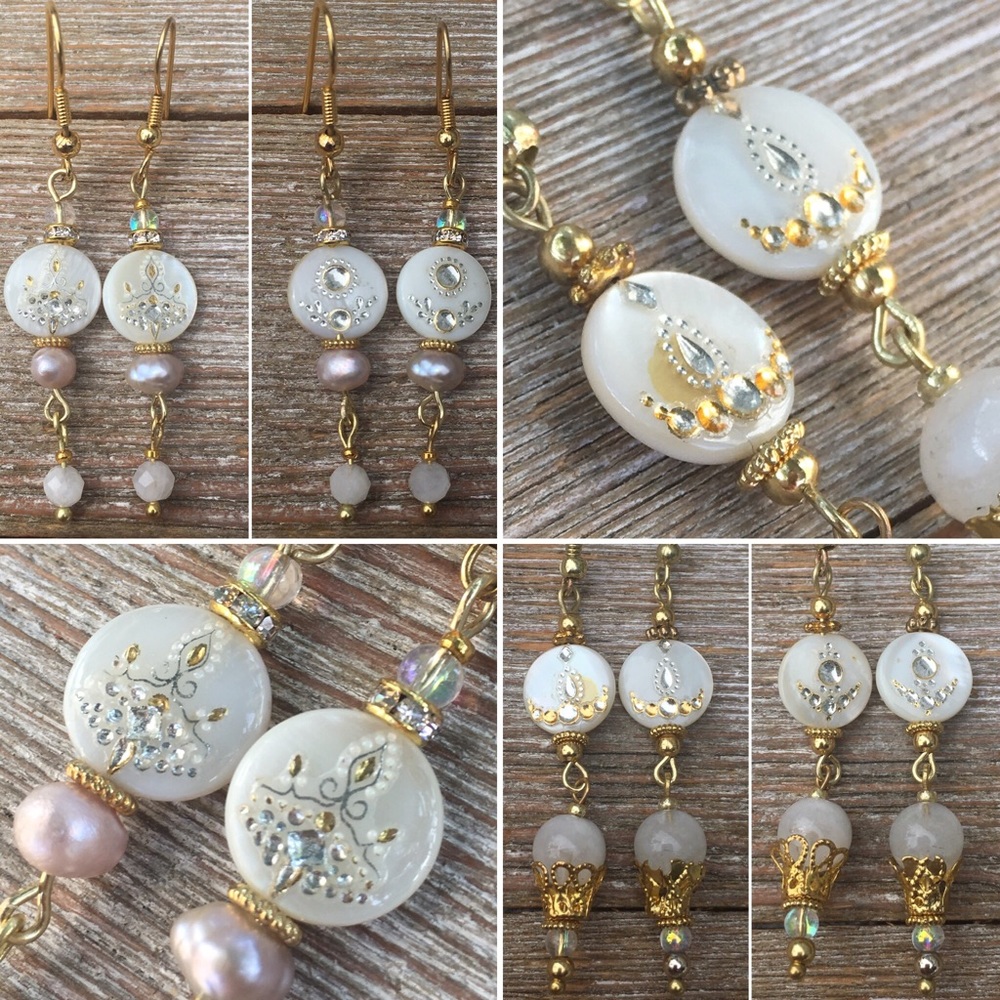 Double sided pearl & Moonstone earrings